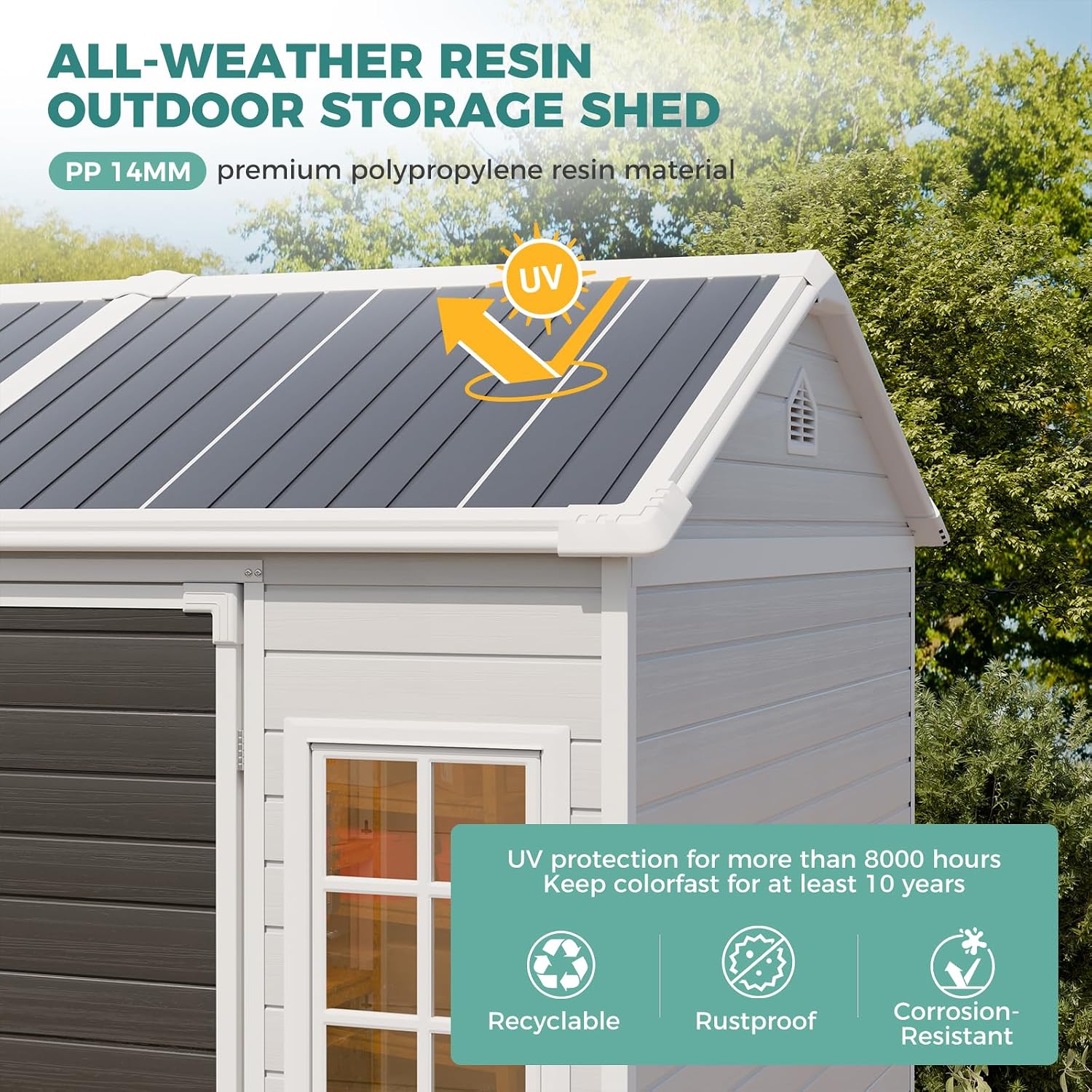 Gardening Tools - 8x6 FT Resin Shed with Floor