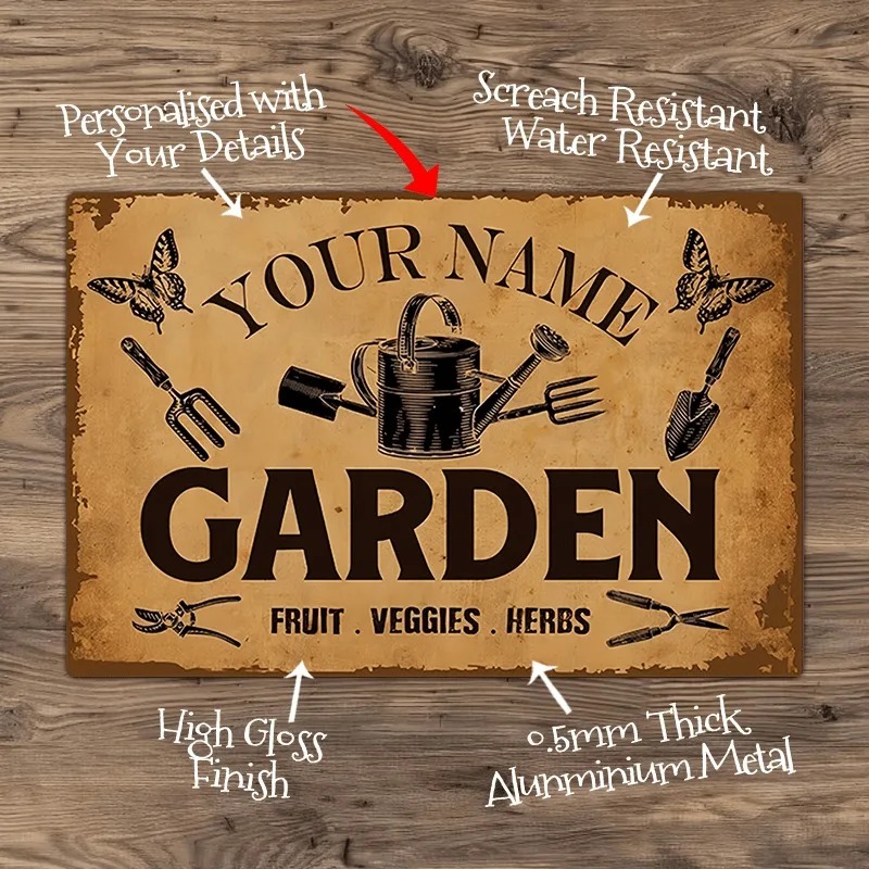 Gardening Tools With Names - [CIFbuy][2D Flat]1pc Custom Garden Aluminum Sign,Personalized
