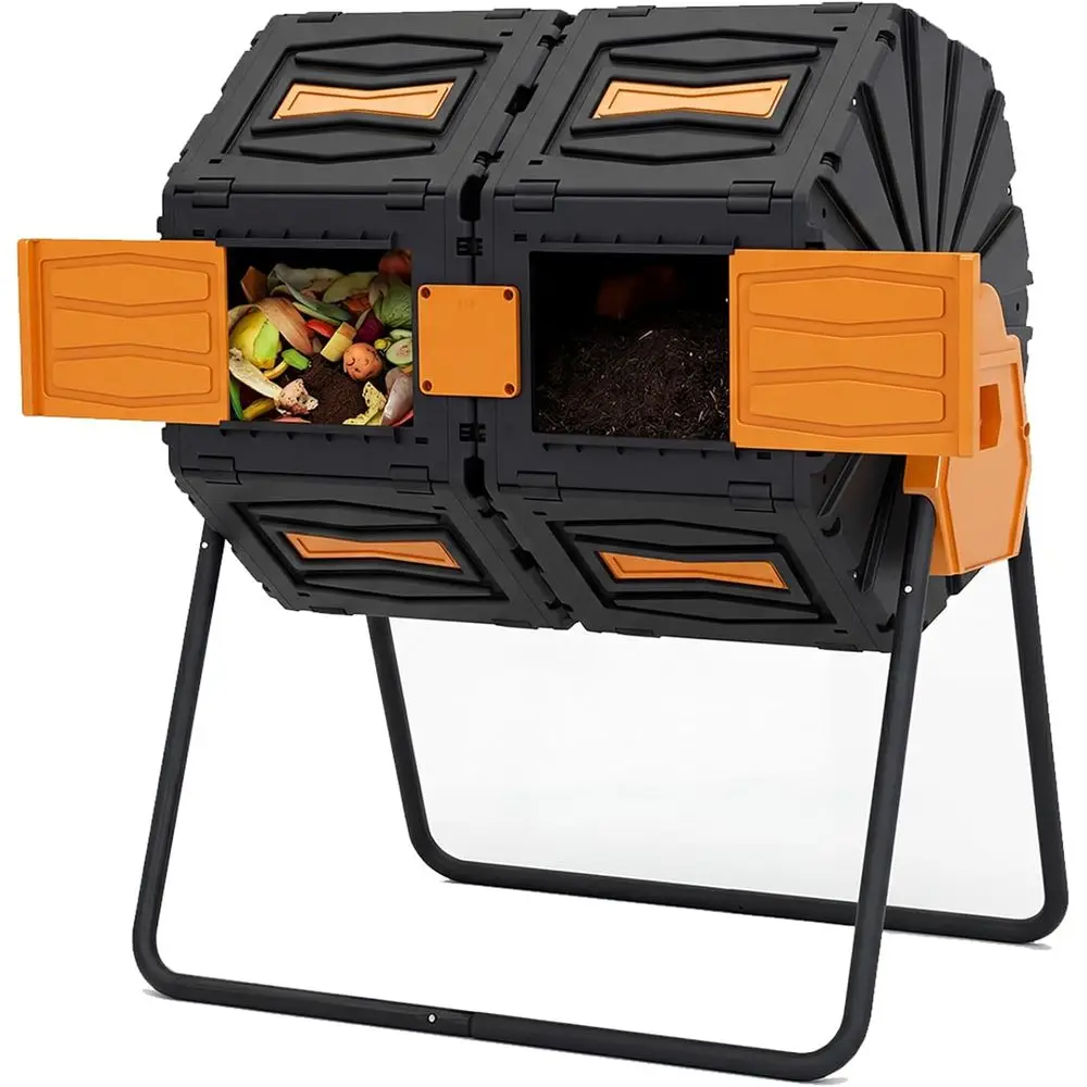 Compost Bin - 45 Gallon Dual Chamber Compost Tumbler