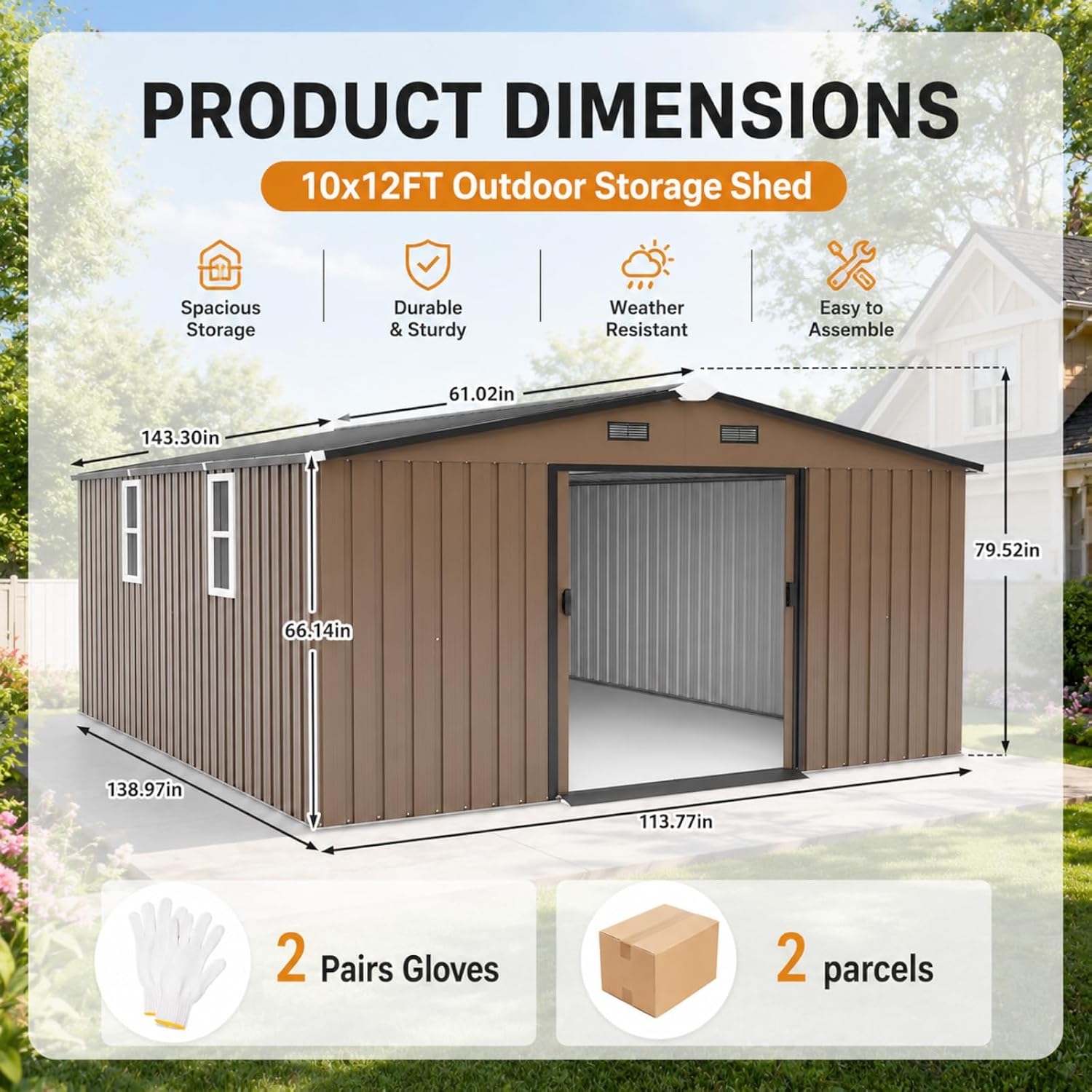 Metal Storage Shed 10x12FT Out - Gardening Tools review and price