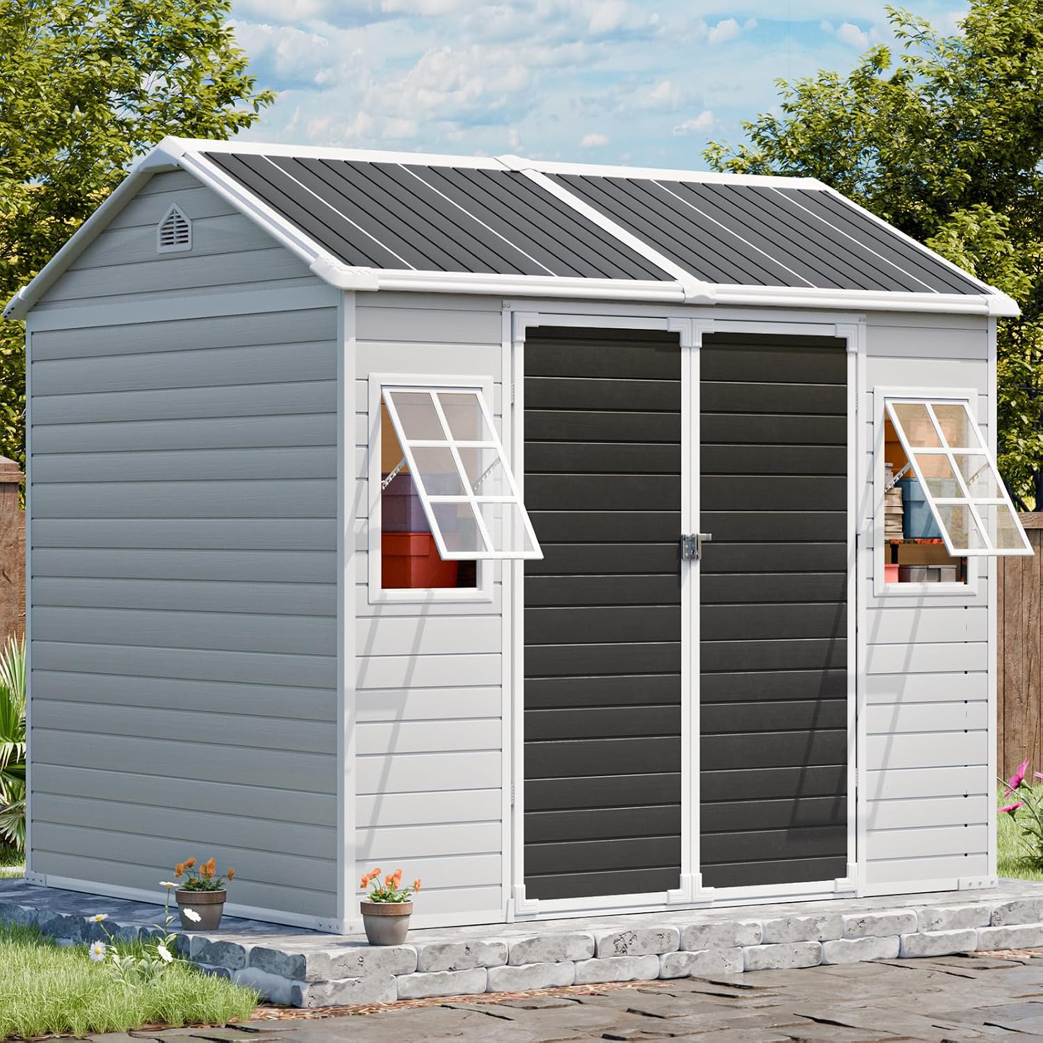 Resin Storage Shed w/Floor & O - Gardening Tools review and price