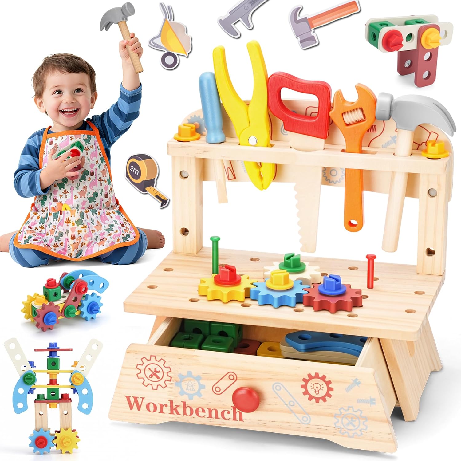 Wooden Tool Bench for Kids,Mon - Gardening Tools For Toddlers review and price