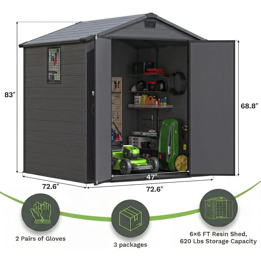6x6 Plastic Storage Shed with  - Gardening Tools review and price