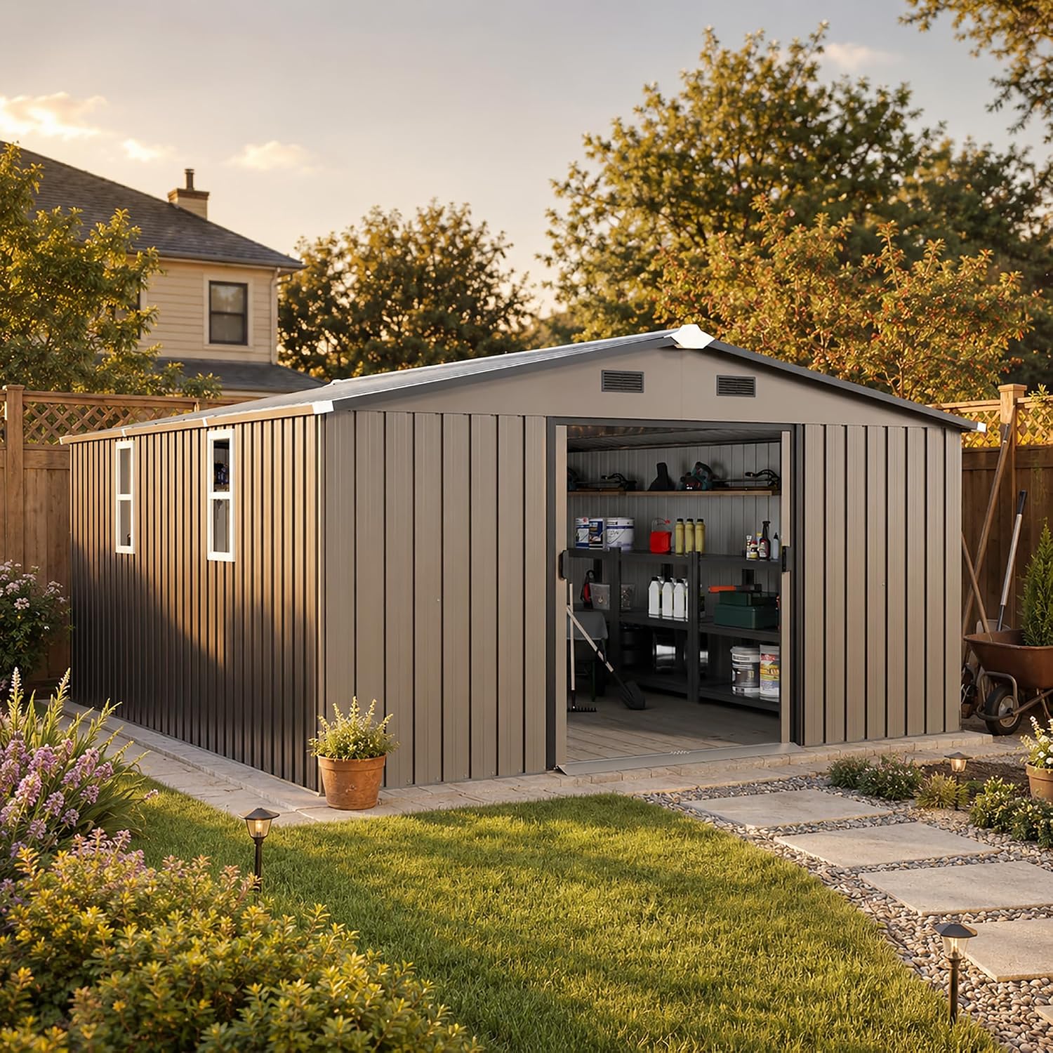 10x12 FT Outdoor Metal Storage - Gardening Tools review and price