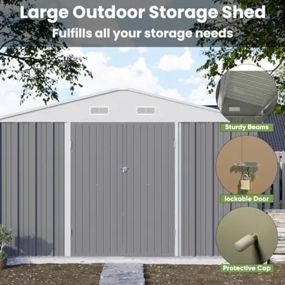 10x10 FT Metal Storage Shed, B - Gardening Tools review and price